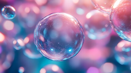 Colorful Bubbles Floating in Airy Light