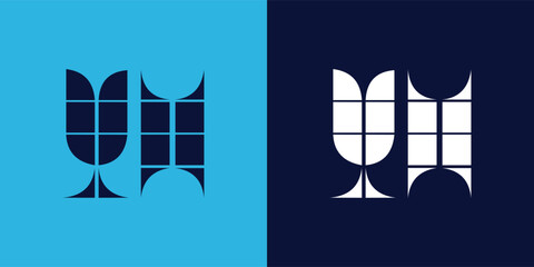 YH logo design with tile shape. Minimalist and modern vector illustration design suitable for business or brand