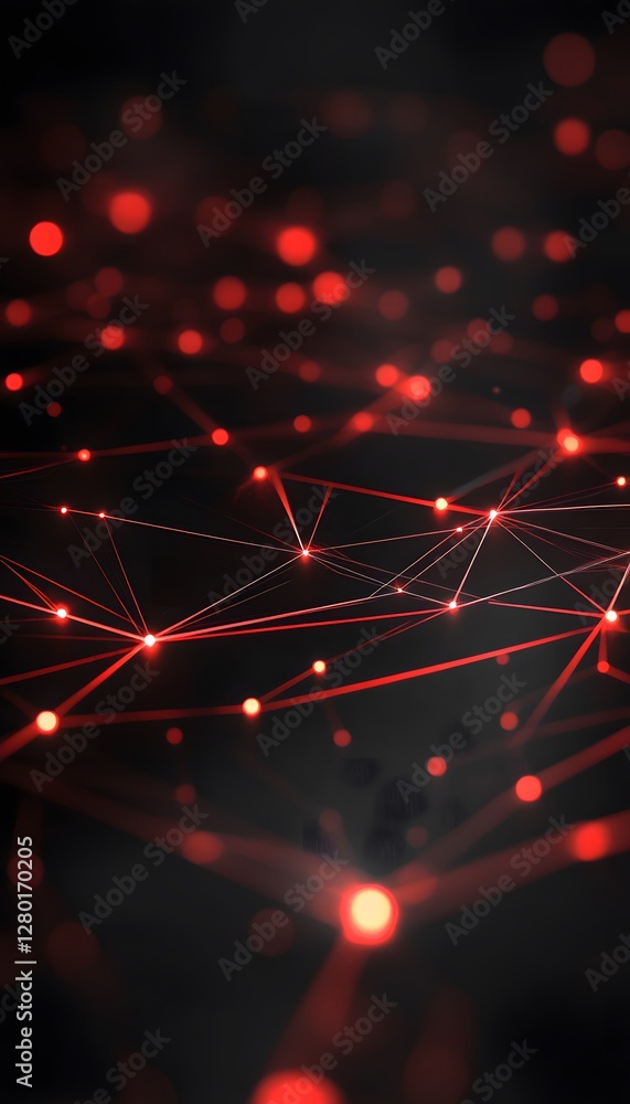 Poster red illuminated connection network creates a futuristic technological illustration