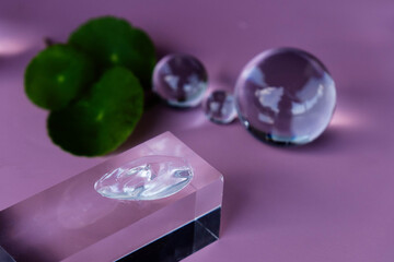 A serene spa scene featuring aloe and centella serum with elegant crystal accents.