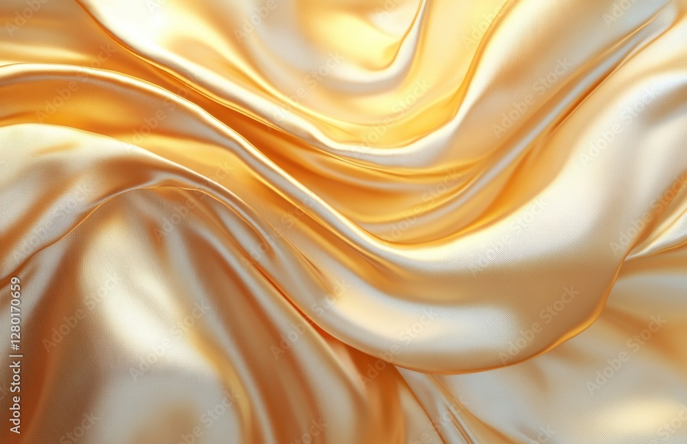 Aufkleber luxurious golden silk fabric with soft drapery and elegant folds creating a rich texture suitable fo