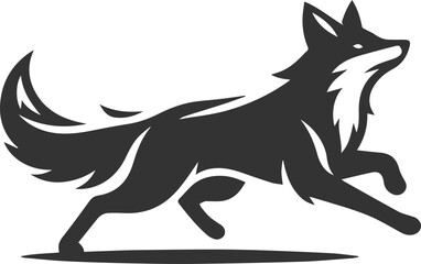 A fox lunging forward with sharp, determined eyes vector animal silhouette