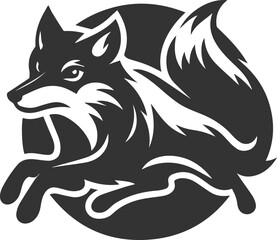 A fox lunging forward with sharp, determined eyes vector animal silhouette