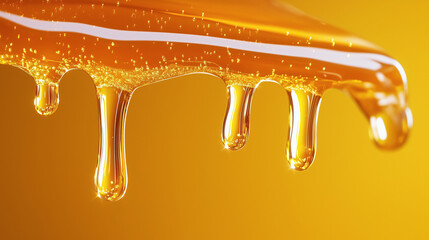 " 金色に輝く滴る蜂蜜のクローズアップ撮影 "