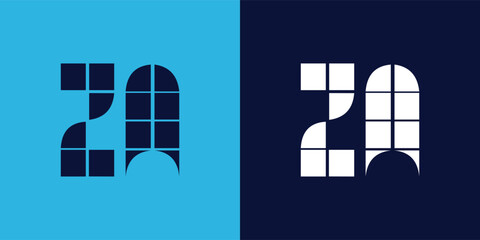 Fototapeta premium ZA logo design with tile shape. Minimalist and modern vector illustration design suitable for business or brand
