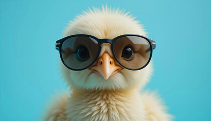 Ultra close portrait of a stylish chick in bold aviator sunglasses