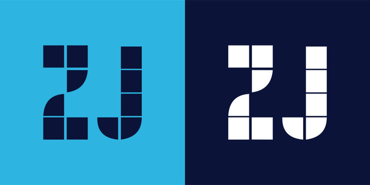 ZJ logo design with tile shape. Minimalist and modern vector illustration design suitable for business or brand