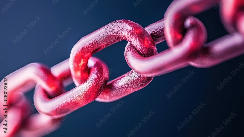 Aufkleber a close-up of a shiny red chain link against a dark background, highlighting its texture and strengt
