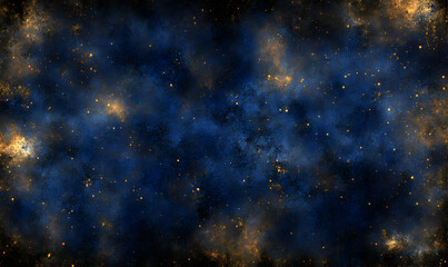 Fototapeta premium Abstract cosmic nebula background image with blue and gold hues, ideal for design projects needing a celestial or mystical aesthetic.
