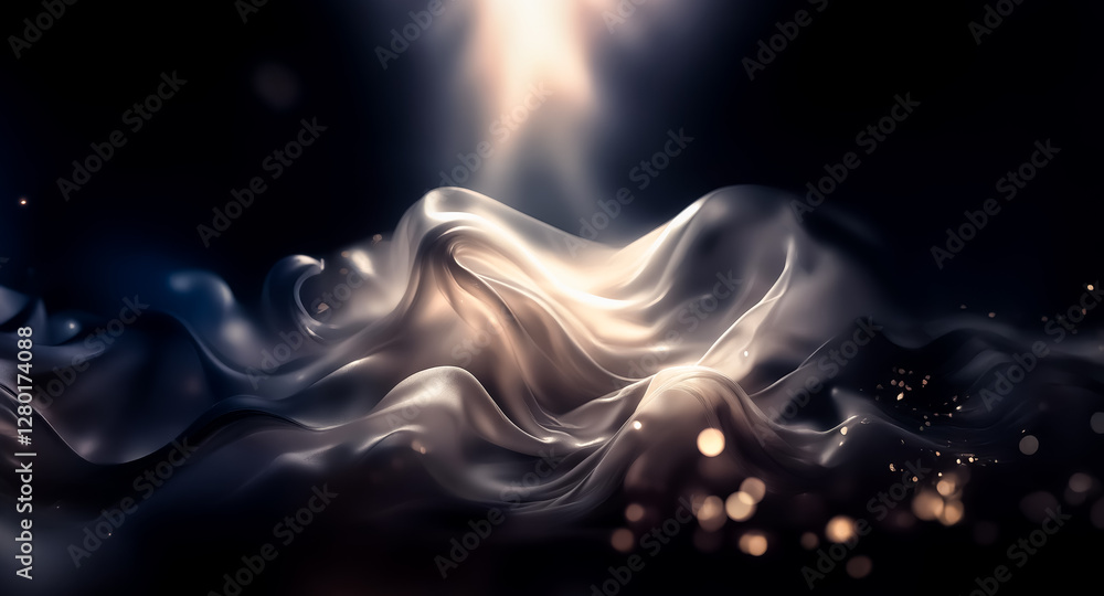 Poster abstract waves of light and dark shades gracefully glide across the scene, creating a fluid and drea