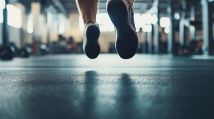 HIIT workout with jump squats and mountain climbers in a well-lit gym. Featuring explosive power, agility, and endurance