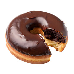 Chocolate Donut Isolated on White Background – Sweet Dessert with Rich Chocolate Icing, Tasty Bakery Pastry, Gourmet Snack, Perfect for Food Photography and Treat Designs