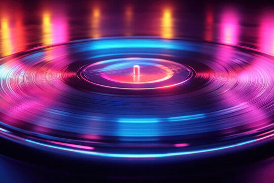 Colorful light illuminates a record.