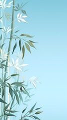 Blue and white pillar elements decorate poster background