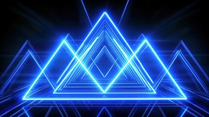 Illuminated Blue Triangles Creating Dynamic Patterns with a Futuristic Vibe

