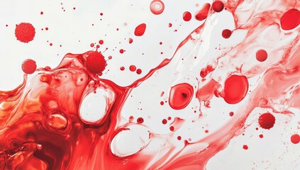 Abstract red paint splatter on white background