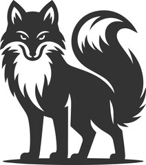 Obraz premium A fox glaring, tail raised in defiance vector animal silhouette