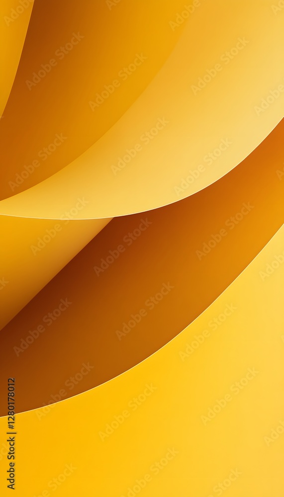 Poster abstract shapes with curves and yellow color gradient