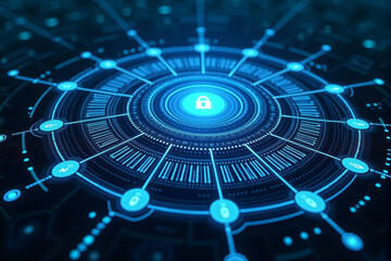 A layered digital vortex with AI-powered encryption elements, symbolizing cybersecurity, blockchain, and data protection technology..