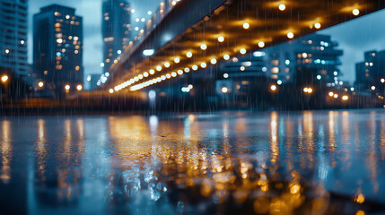 City Veiled in Rain &acirc; A bridge stretches across a river of glistening reflections, disappearing into the rain-softened horizon. Working for the benefit of people and society using