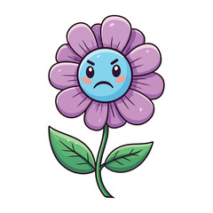 Angry Purple flower retro mascot cartoon is walking with doing whistle illustration