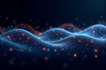 Fototapeta premium A dynamic AI data stream background with glowing particles, abstract patterns, and futuristic flowing digital elements...