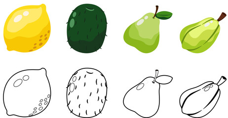 set of fruits svg vector