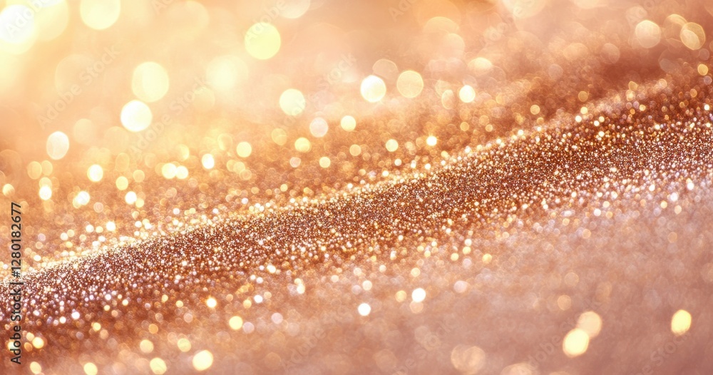 Poster shimmering golden glitter background with soft bokeh effect for creative and aesthetic design projec