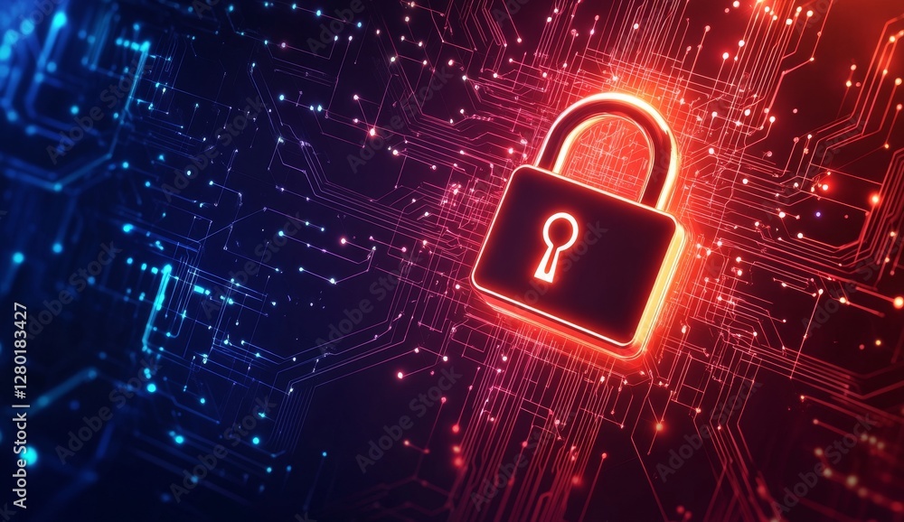 Poster digital security lock on circuit board