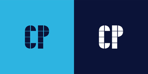 Obraz premium CP logo design with tile shape. Minimalist and modern vector illustration design suitable for business or brand