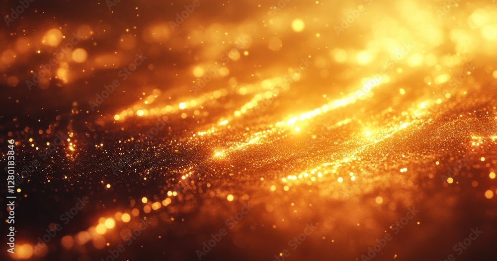Poster shimmering golden particles on a dark surface creating a magical and dreamy atmosphere in an elegant