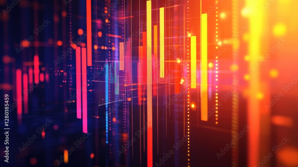 Poster abstract digital background with colorful vertical lines representing data flow and technology