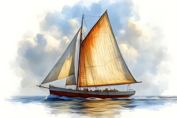 Fototapeta premium Sailboat against a beautiful landscape 