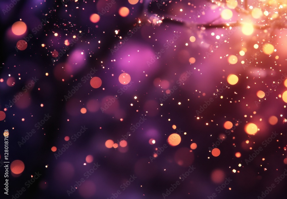 Aufkleber soft colorful bokeh lights in purple and orange background with sparkling effects for abstract desig