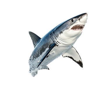 Majestic Great White Shark Leaping from Ocean Waters