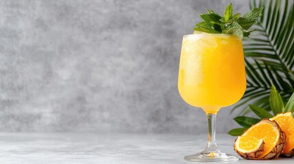 Orange Cocktail on Gray Background