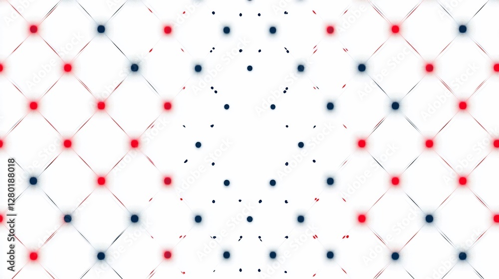 Poster abstract red and blue dot grid pattern.