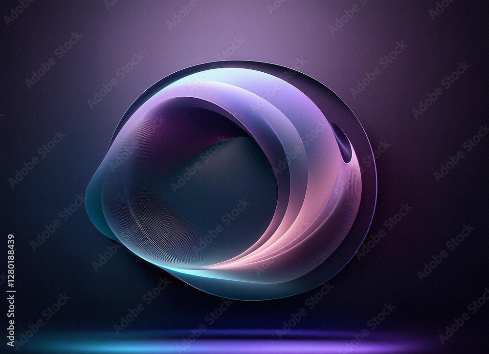 Aufkleber abstract glowing circular form with smooth gradients and luminous edges is centered against a dark b