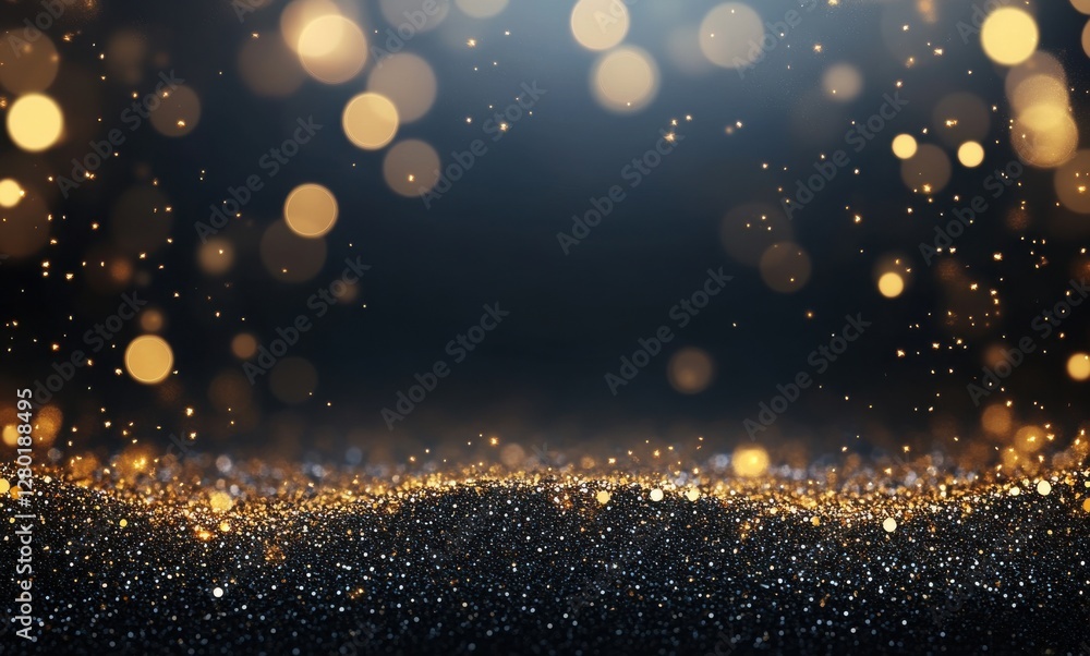 Aufkleber sparkling bokeh background with glowing golden lights and shimmering particles for festive and elega