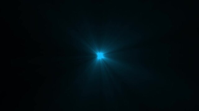 Dynamic light rays loop center flickering glow colorful star optical flare light animation.