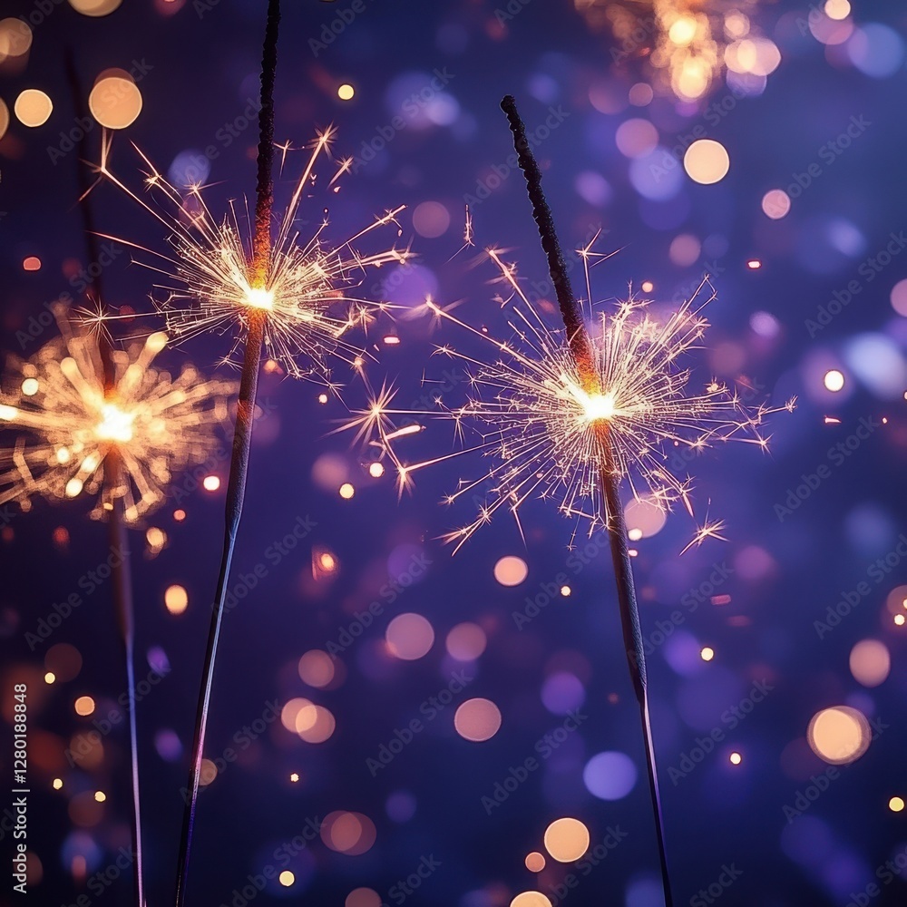 Poster sparkling fireworks in the night sky create a mesmerizing display of light and color, perfect for ce