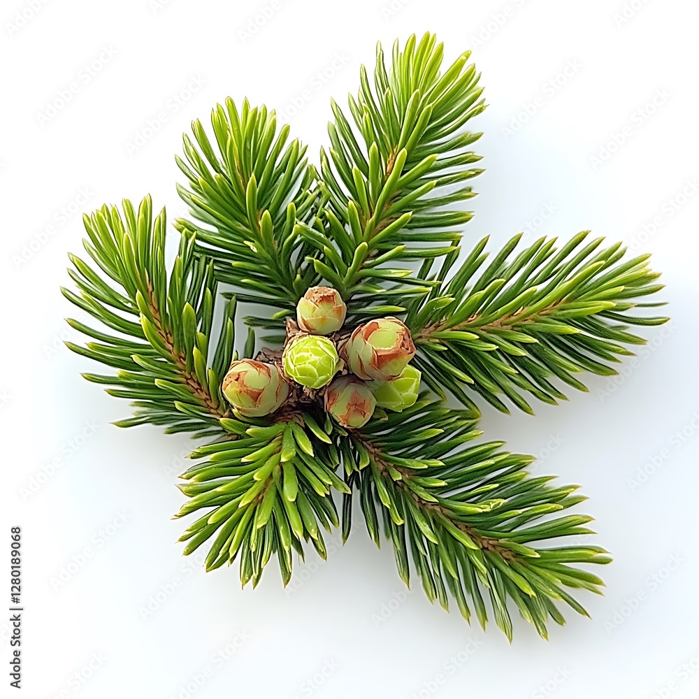 Poster pine tree isolated on white background with clipping path and full depth of field