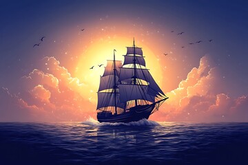 Obraz premium Sailboat against a beautiful landscape 