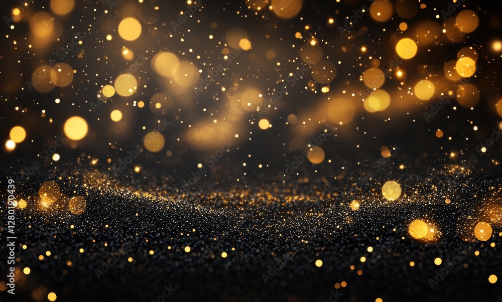 Poster sparkling golden bokeh background with a shimmering effect and a dark backdrop creating an elegant a