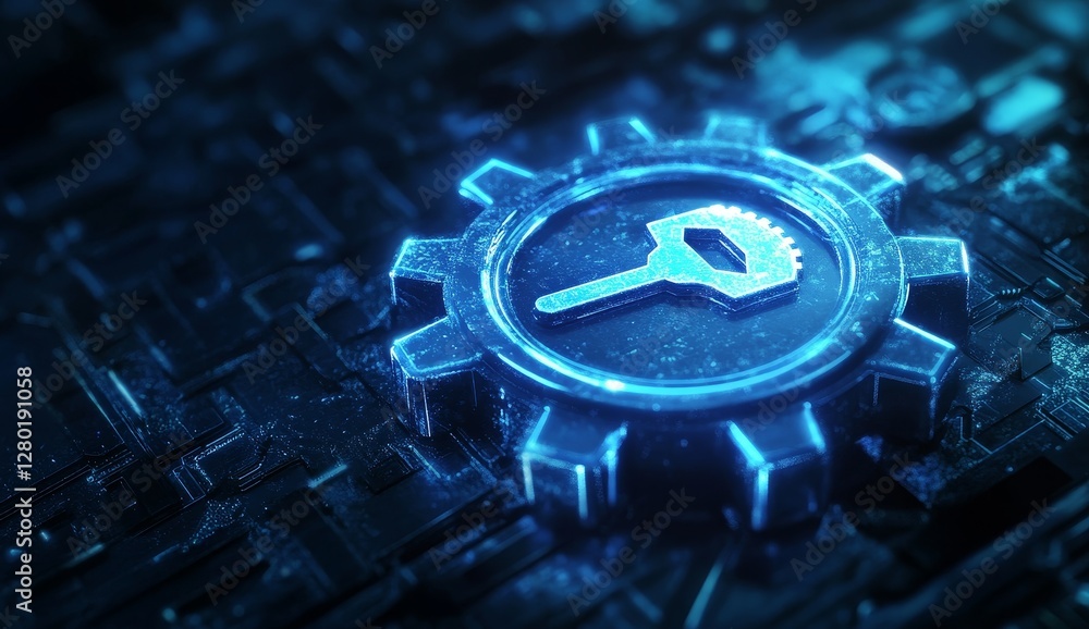 Poster tech key gear system background