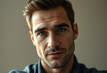 Obraz premium Portrait of a 30-year-old male with thick brows