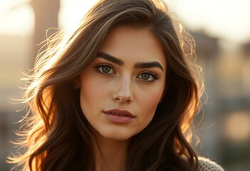 Fototapeta premium Outdoor portrait of a woman with thick brows