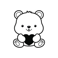 Adorable Bear with Heart Illustration - Perfect for Greeting Cards and Gifts