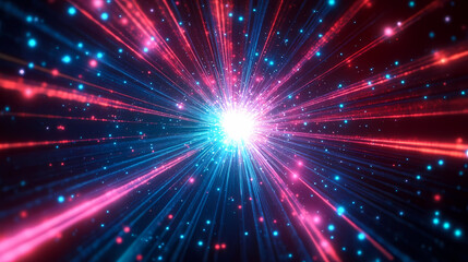 Red and Blue Starburst Effect on Black Background