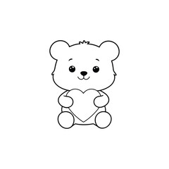 Cute Bear Holding Heart - Lovable Design for Stickers, Crafts, and More